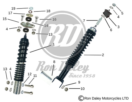 Vespa PX/T5 Shock Absorber Assembly